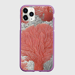 Чехол iPhone 11 Pro матовый Красные и белые кораллы, цвет: 3D-фиолетовый