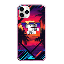 Чехол iPhone 11 Pro матовый GTA 6 аbstract logo, цвет: 3D-розовый