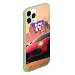Чехол iPhone 11 Pro матовый GTA 6 спортивное авто, цвет: 3D-салатовый — фото 2