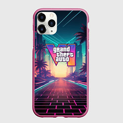 Чехол iPhone 11 Pro матовый GTA 6 night city logo