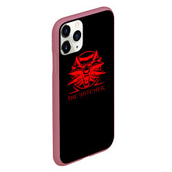 Чехол iPhone 11 Pro матовый Ведьмак красное лого, цвет: 3D-малиновый — фото 2