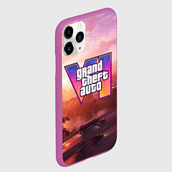 Чехол iPhone 11 Pro матовый GTA 6 Vice, цвет: 3D-фиолетовый — фото 2