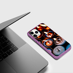 Чехол iPhone 11 Pro матовый Новогодние горящие свечи, цвет: 3D-фиолетовый — фото 2