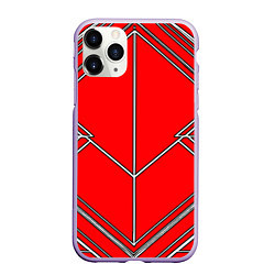 Чехол iPhone 11 Pro матовый Белые полосы на красном фоне, цвет: 3D-светло-сиреневый