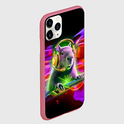 Чехол iPhone 11 Pro матовый Capybara is an avid gamer, цвет: 3D-малиновый — фото 2