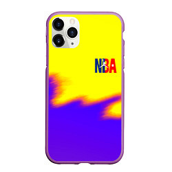 Чехол iPhone 11 Pro матовый НБА баскетбол краски неоновые желтые, цвет: 3D-фиолетовый