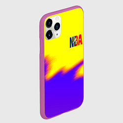 Чехол iPhone 11 Pro матовый НБА баскетбол краски неоновые желтые, цвет: 3D-фиолетовый — фото 2