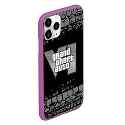 Чехол iPhone 11 Pro матовый GTA 6 следы шин, цвет: 3D-фиолетовый — фото 2