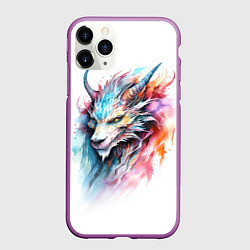 Чехол iPhone 11 Pro матовый Портрет дракона, цвет: 3D-фиолетовый