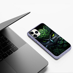 Чехол iPhone 11 Pro матовый Зеленая фэнтази сова, цвет: 3D-светло-сиреневый — фото 2