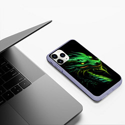 Чехол iPhone 11 Pro матовый Зеленый дракон иллюстрация, цвет: 3D-светло-сиреневый — фото 2