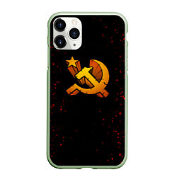 Чехол iPhone 11 Pro матовый Серп и молот СССР краски, цвет: 3D-салатовый