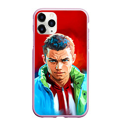 Чехол iPhone 11 Pro матовый Слово пацана в стиле аниме - мазки краски, цвет: 3D-розовый