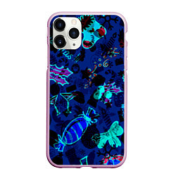 Чехол iPhone 11 Pro матовый Рождественские паттерны узоры, цвет: 3D-розовый