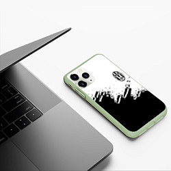 Чехол iPhone 11 Pro матовый Juventus black sport texture, цвет: 3D-салатовый — фото 2