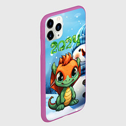 Чехол iPhone 11 Pro матовый Милый маленький дракоша 2024, цвет: 3D-фиолетовый — фото 2