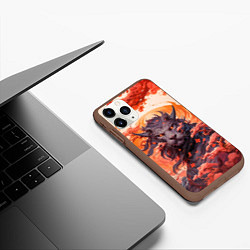Чехол iPhone 11 Pro матовый Тигровый дракон сакура, цвет: 3D-коричневый — фото 2