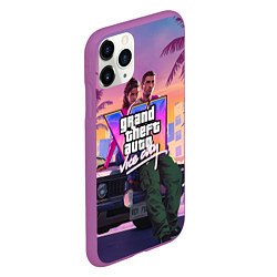 Чехол iPhone 11 Pro матовый Grand theft auto 6 Лусия и Джейсон, цвет: 3D-фиолетовый — фото 2