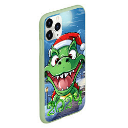 Чехол iPhone 11 Pro матовый Зеленый новогодний счастливый дракон новогодний 20, цвет: 3D-салатовый — фото 2