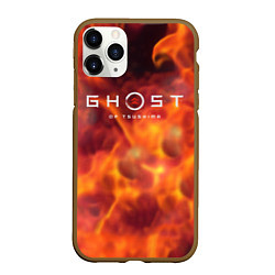 Чехол iPhone 11 Pro матовый Ghost of Tsushima games, цвет: 3D-коричневый