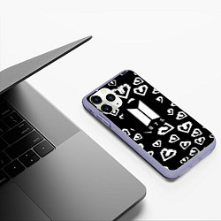 Чехол iPhone 11 Pro матовый BTS band black kpop, цвет: 3D-светло-сиреневый — фото 2