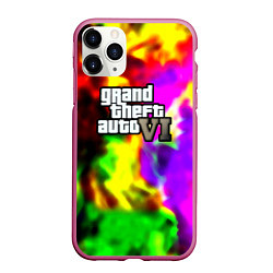 Чехол iPhone 11 Pro матовый Gta6 неоновый огонь вайстити, цвет: 3D-малиновый