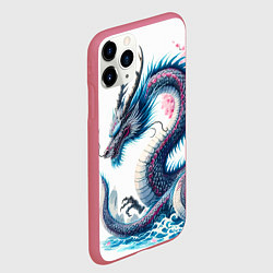 Чехол iPhone 11 Pro матовый Японский акварельный дракон - ирезуми, цвет: 3D-малиновый — фото 2