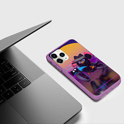 Чехол iPhone 11 Pro матовый Чёрный Гусь на мотоцикле Чикен Ган, цвет: 3D-фиолетовый — фото 2