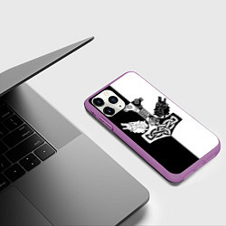Чехол iPhone 11 Pro матовый Волки и молот Тора, цвет: 3D-фиолетовый — фото 2