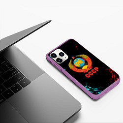 Чехол iPhone 11 Pro матовый Моя страна СССР краски, цвет: 3D-фиолетовый — фото 2
