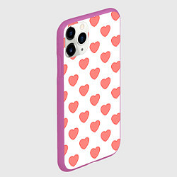 Чехол iPhone 11 Pro матовый Розовые сердца фон, цвет: 3D-фиолетовый — фото 2