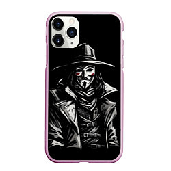 Чехол iPhone 11 Pro матовый Гай фокс на чёрном фоне, цвет: 3D-розовый