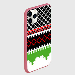 Чехол iPhone 11 Pro матовый Узор из разноцветных фигур, цвет: 3D-малиновый — фото 2