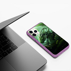 Чехол iPhone 11 Pro матовый Яркий зеленый дракон 2024, цвет: 3D-фиолетовый — фото 2