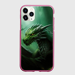 Чехол iPhone 11 Pro матовый Лесной зеленый дракон символ 2024, цвет: 3D-малиновый