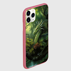 Чехол iPhone 11 Pro матовый Лесной зеленый дракон символ 2024 года, цвет: 3D-малиновый — фото 2