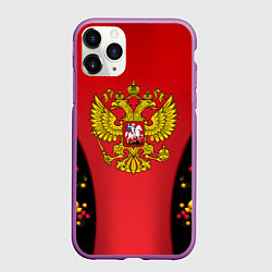 Чехол iPhone 11 Pro матовый Герб РФ хохлома стиль