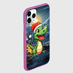 Чехол iPhone 11 Pro матовый Зеленый дракон на новогоднем фоне, цвет: 3D-фиолетовый — фото 2
