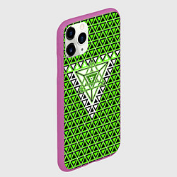 Чехол iPhone 11 Pro матовый Зелёные и чёрные треугольники, цвет: 3D-фиолетовый — фото 2