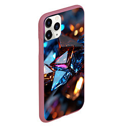 Чехол iPhone 11 Pro матовый Разноцветные стекла, цвет: 3D-малиновый — фото 2