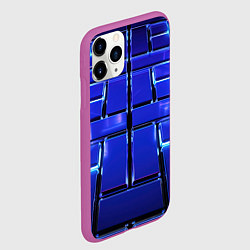 Чехол iPhone 11 Pro матовый Синие плиты с неоном, цвет: 3D-фиолетовый — фото 2