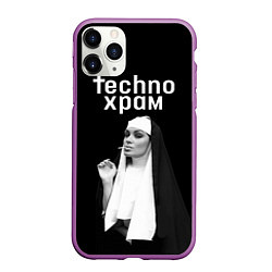 Чехол iPhone 11 Pro матовый Techno храм монашка надменный взгляд, цвет: 3D-фиолетовый