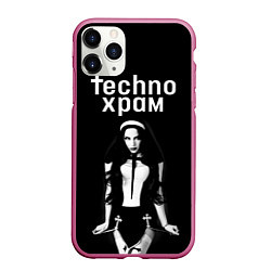 Чехол iPhone 11 Pro матовый Techno храм дерзкая монашка, цвет: 3D-малиновый