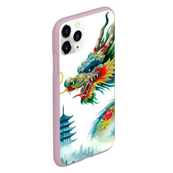 Чехол iPhone 11 Pro матовый Japanese watercolor dragon - art, цвет: 3D-розовый — фото 2