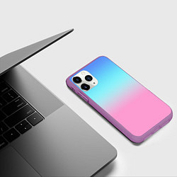 Чехол iPhone 11 Pro матовый Синий и голубо-розовый градиент, цвет: 3D-фиолетовый — фото 2