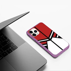 Чехол iPhone 11 Pro матовый Советский спорт с полосами, цвет: 3D-фиолетовый — фото 2