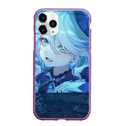 Чехол iPhone 11 Pro матовый Genshin Impact Furina happy, цвет: 3D-фиолетовый