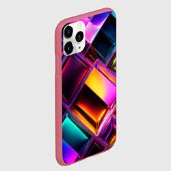 Чехол iPhone 11 Pro матовый Цветные стеклянные блоки - неоновый геометричный у, цвет: 3D-малиновый — фото 2