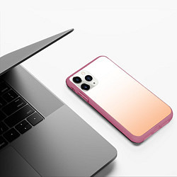 Чехол iPhone 11 Pro матовый Персиково-белый градиент, цвет: 3D-малиновый — фото 2