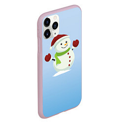 Чехол iPhone 11 Pro матовый Снеговик новогодний, цвет: 3D-розовый — фото 2